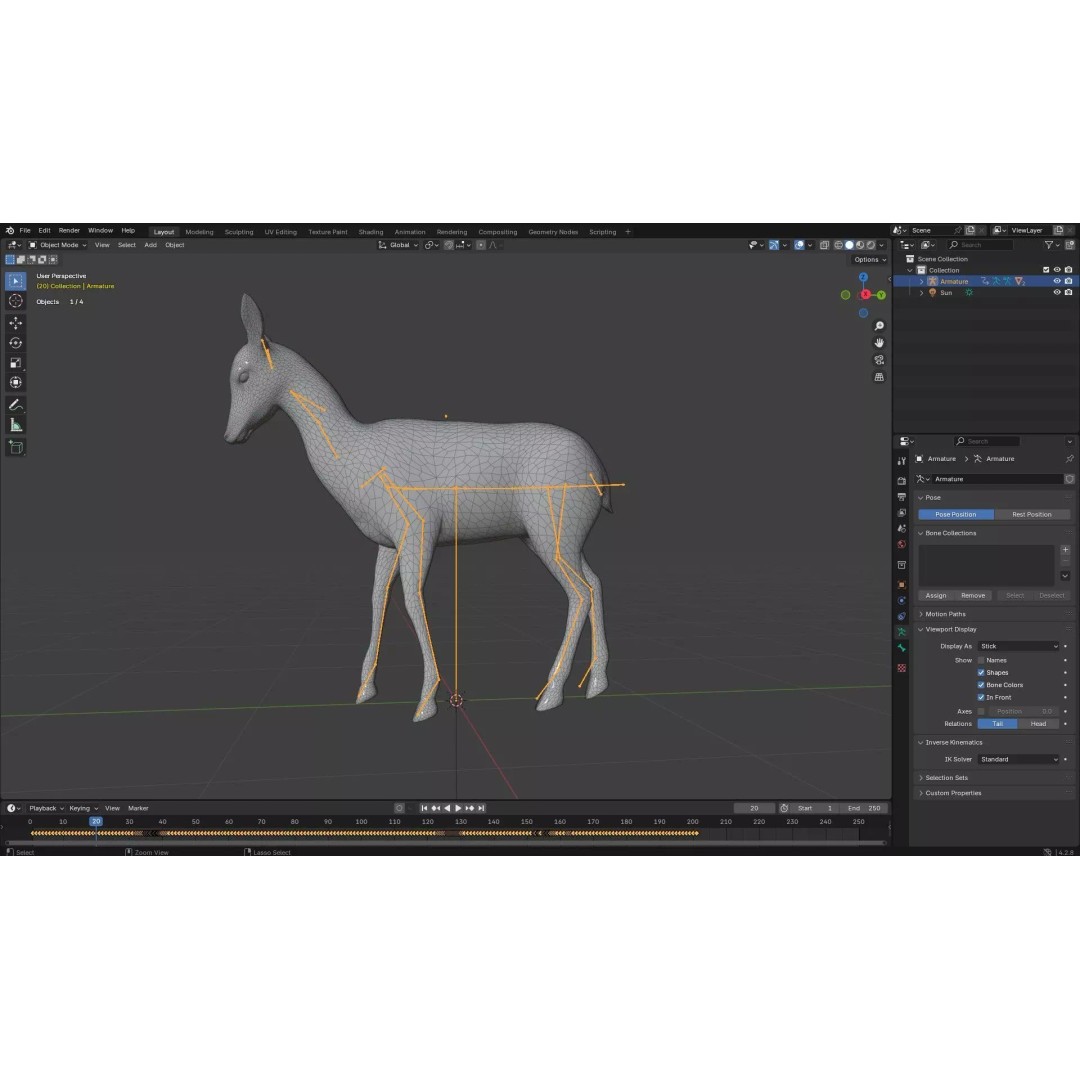 Deer 3D Model – Rigged Creature with PBR Textures, FBX, Blender - View 20