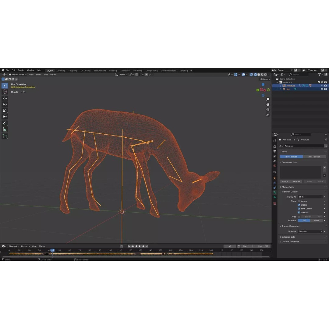 Deer 3D Model – Rigged Creature with PBR Textures, FBX, Blender - View 21