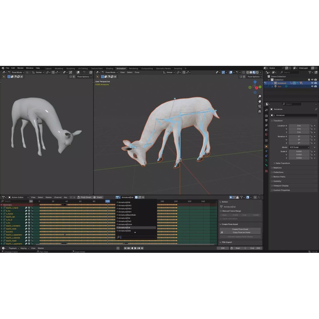 Deer 3D Model – Rigged Creature with PBR Textures, FBX, Blender - View 22