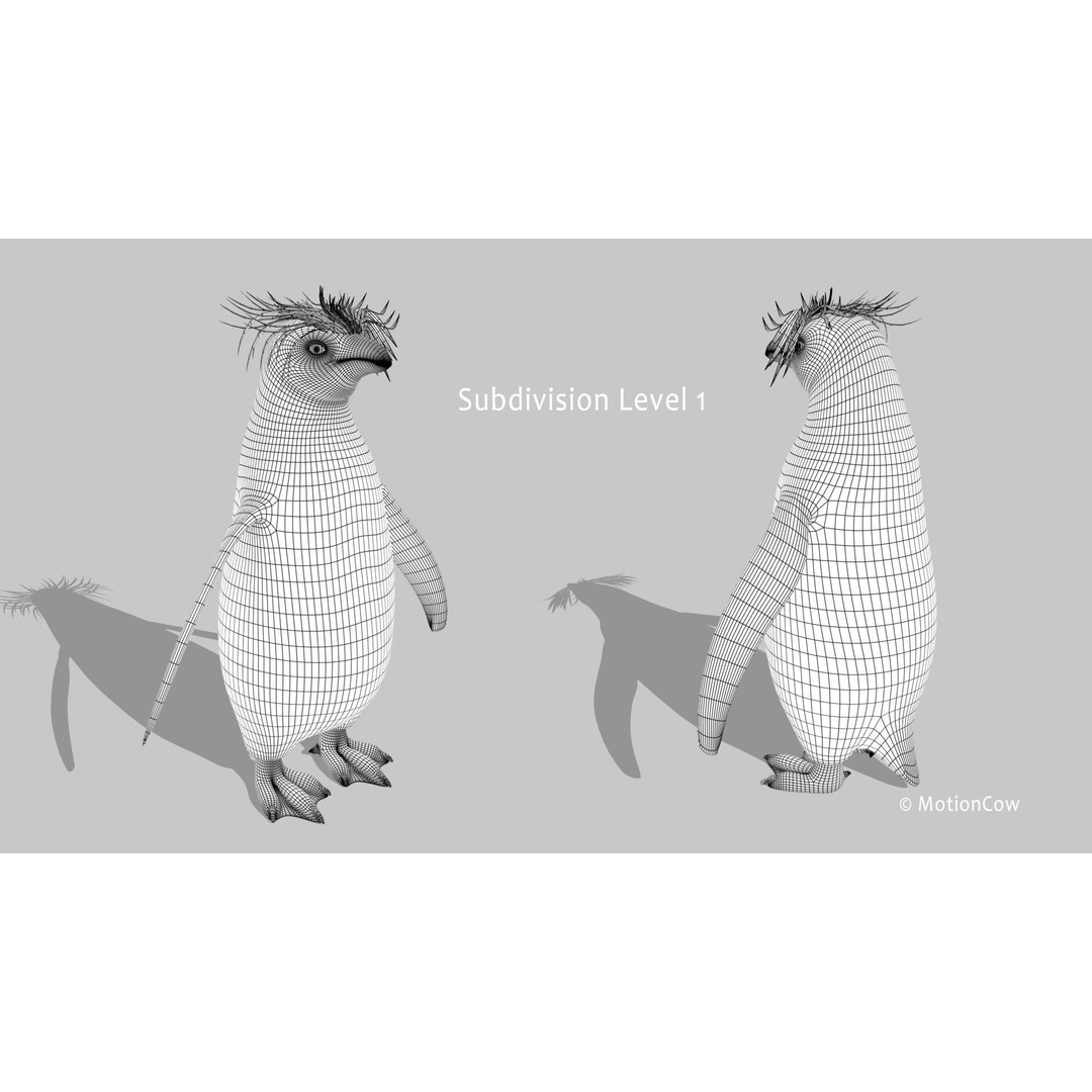 Rockhopper Penguin 3D Model – Rigged Game Asset, FBX, OBJ - View 16