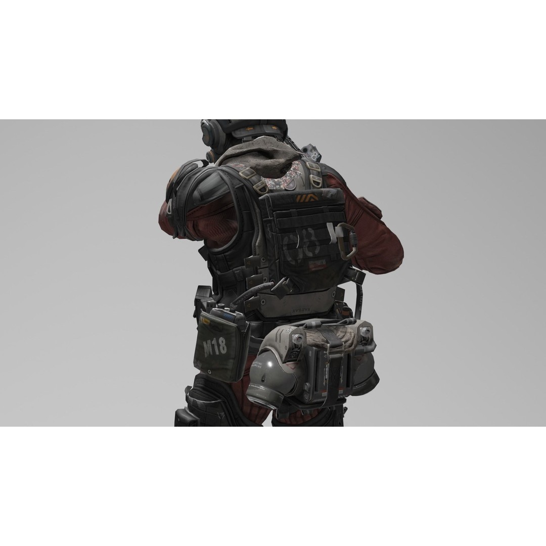 Sci-Fi Character 3D Model – Low Poly Game Ready, Rigged, FBX - View 14