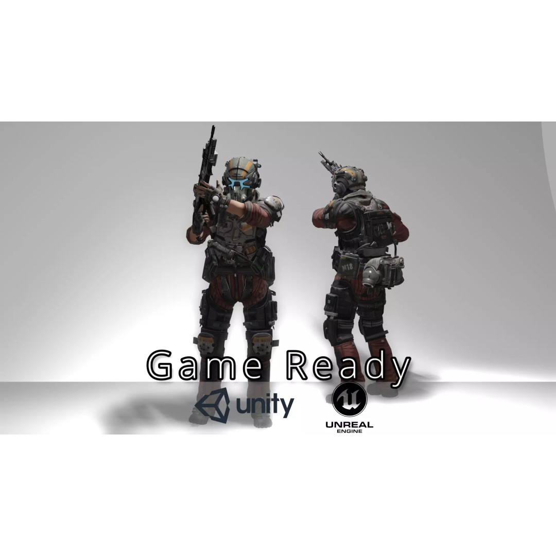 Sci-Fi Character 3D Model – Low Poly Game Ready, Rigged, FBX - View 2