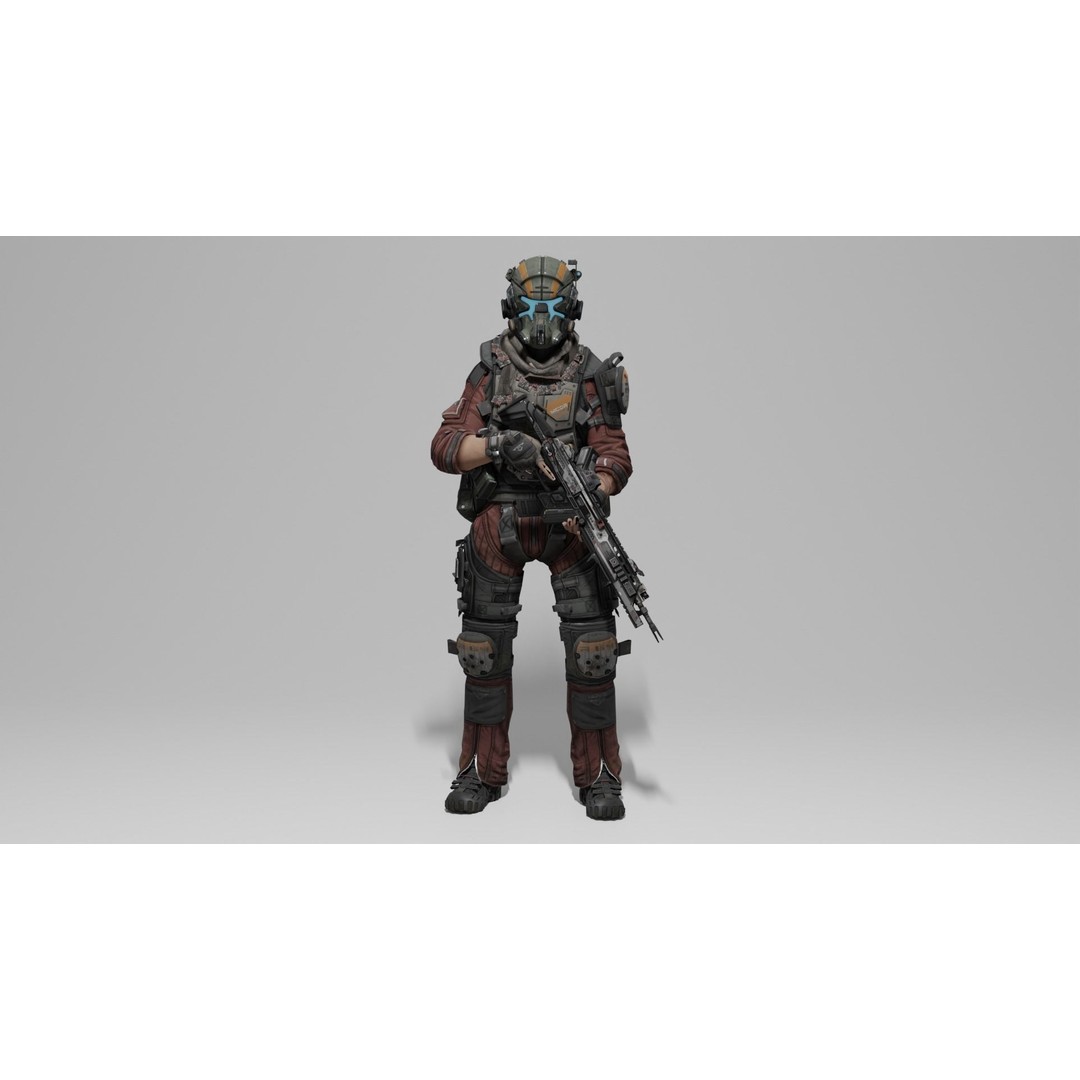 Sci-Fi Character 3D Model – Low Poly Game Ready, Rigged, FBX - View 4