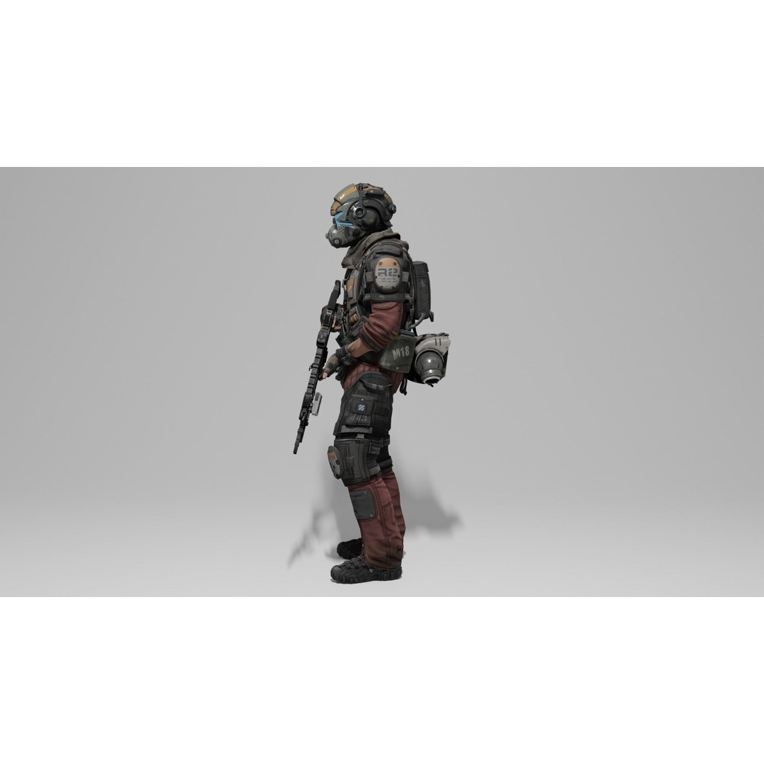Sci-Fi Character 3D Model – Low Poly Game Ready, Rigged, FBX - View 5