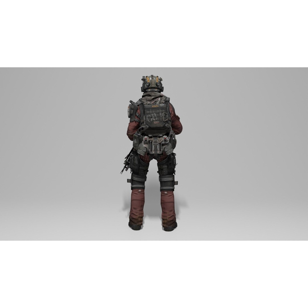 Sci-Fi Character 3D Model – Low Poly Game Ready, Rigged, FBX - View 6