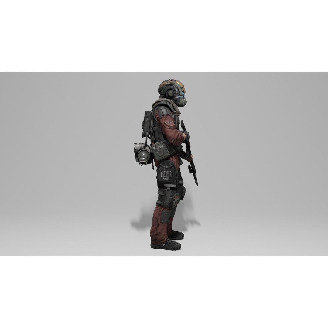 Sci-Fi Character 3D Model – Low Poly Game Ready, Rigged, FBX - View 7