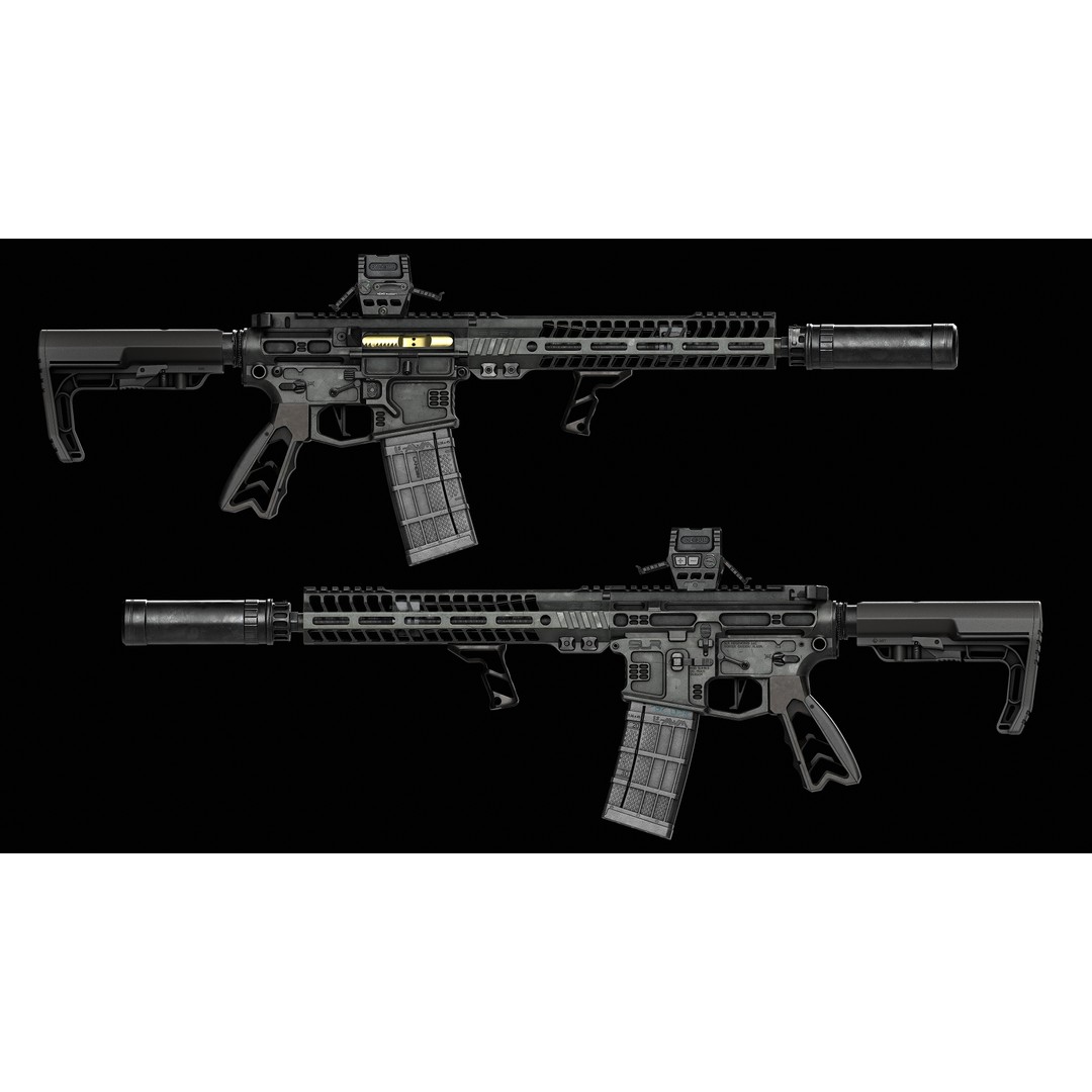 AR 15 SLR 3D Model – Low Poly Game Ready Asset, FBX, OBJ, Blender