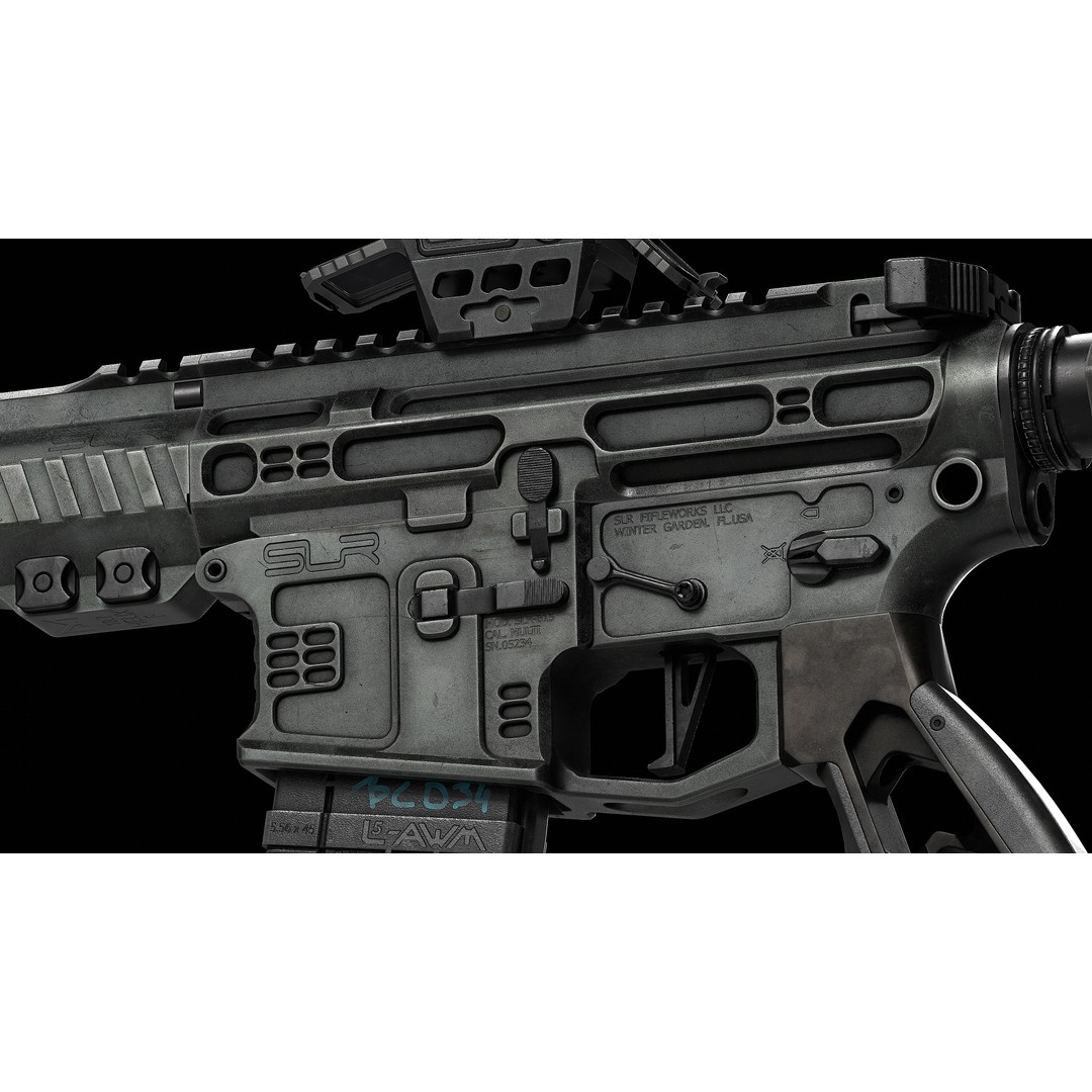 AR 15 SLR 3D Model – Low Poly Game Ready Asset, FBX, OBJ, Blender - View 10