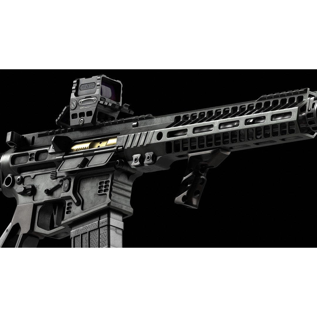 AR 15 SLR 3D Model – Low Poly Game Ready Asset, FBX, OBJ, Blender - View 11