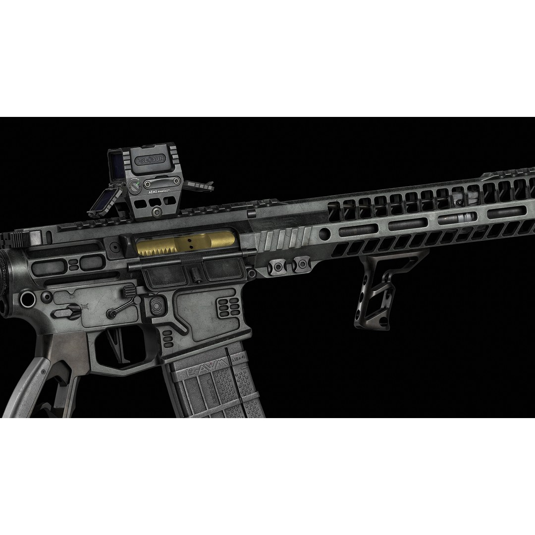 AR 15 SLR 3D Model – Low Poly Game Ready Asset, FBX, OBJ, Blender - View 13