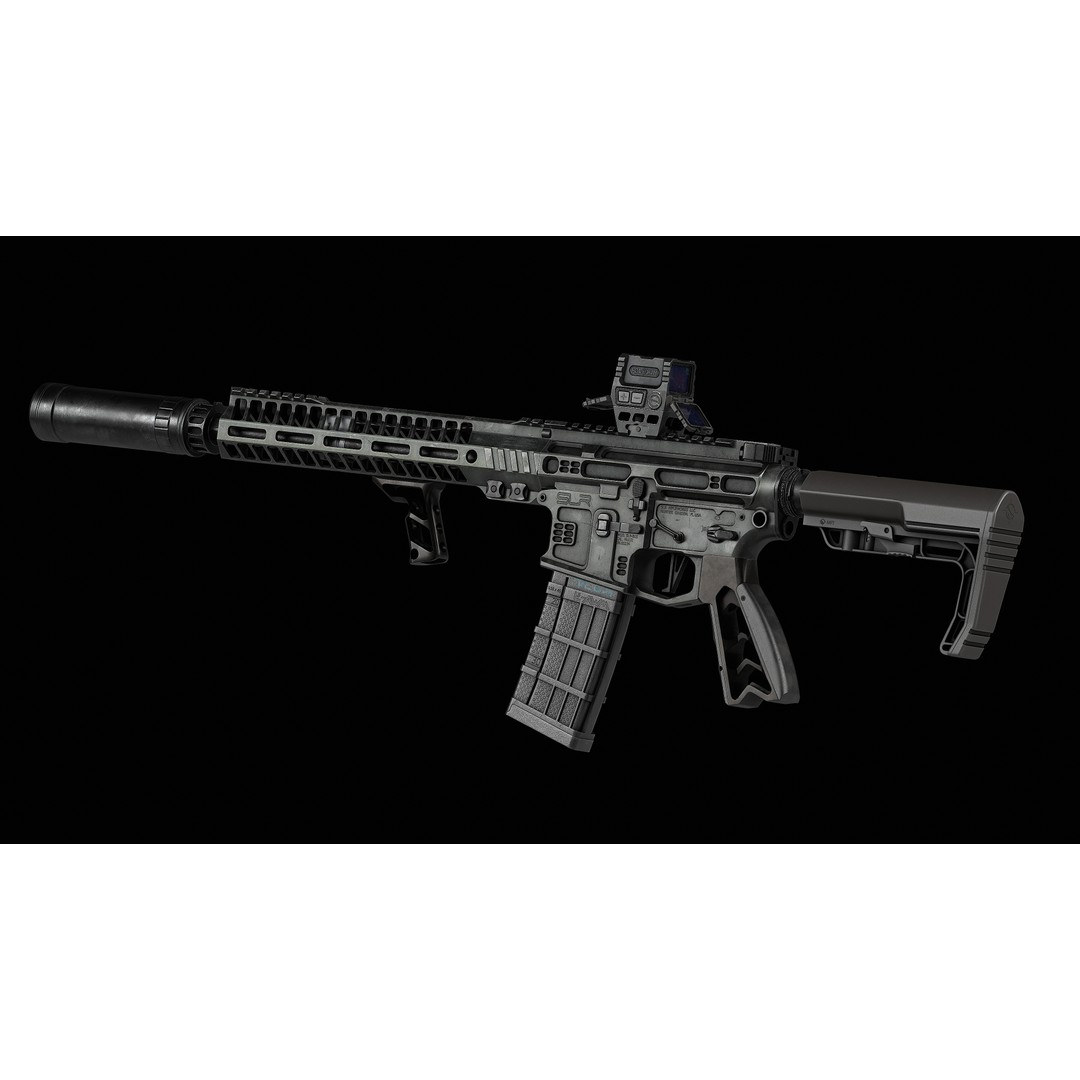 AR 15 SLR 3D Model – Low Poly Game Ready Asset, FBX, OBJ, Blender - View 20