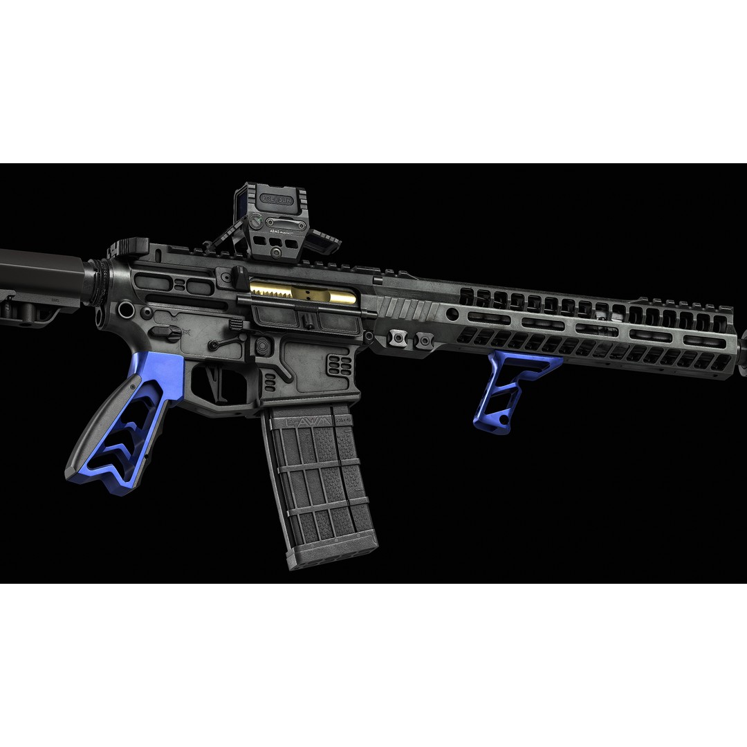 AR 15 SLR 3D Model – Low Poly Game Ready Asset, FBX, OBJ, Blender - View 28