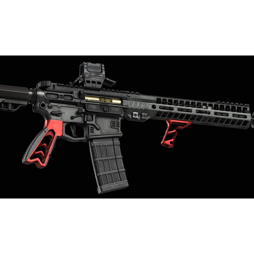 AR 15 SLR 3D Model – Low Poly Game Ready Asset, FBX, OBJ, Blender - View 29