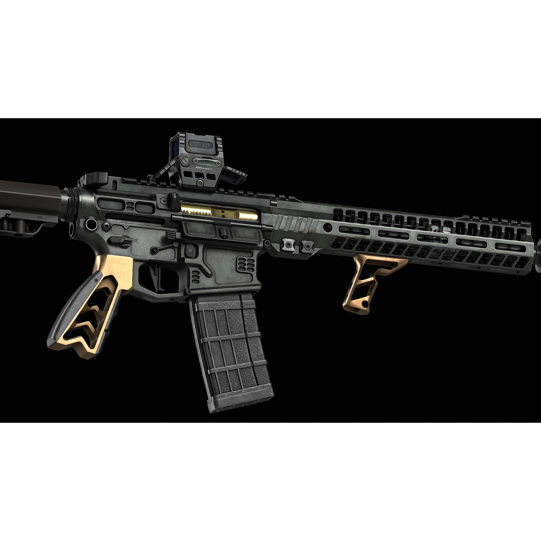 AR 15 SLR 3D Model – Low Poly Game Ready Asset, FBX, OBJ, Blender - View 30