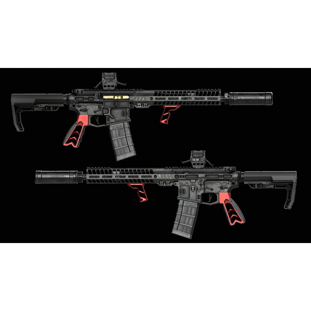 AR 15 SLR 3D Model – Low Poly Game Ready Asset, FBX, OBJ, Blender - View 36