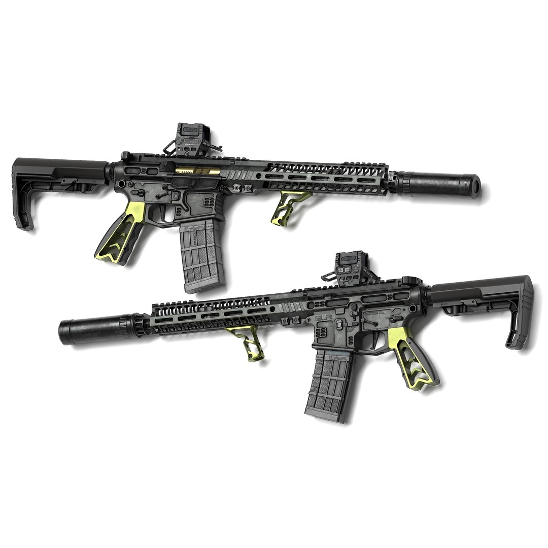 AR 15 SLR 3D Model – Low Poly Game Ready Asset, FBX, OBJ, Blender - View 5