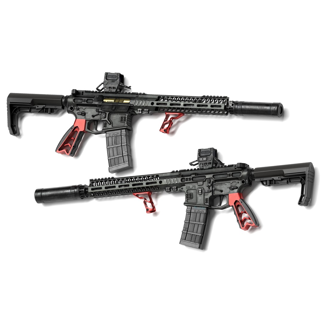 AR 15 SLR 3D Model – Low Poly Game Ready Asset, FBX, OBJ, Blender - View 6