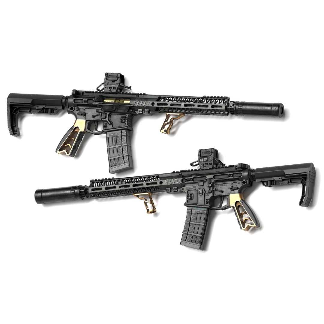 AR 15 SLR 3D Model – Low Poly Game Ready Asset, FBX, OBJ, Blender - View 7
