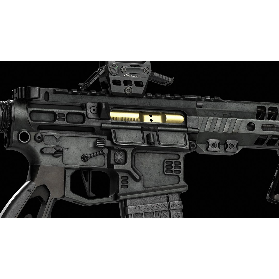 AR 15 SLR 3D Model – Low Poly Game Ready Asset, FBX, OBJ, Blender - View 9