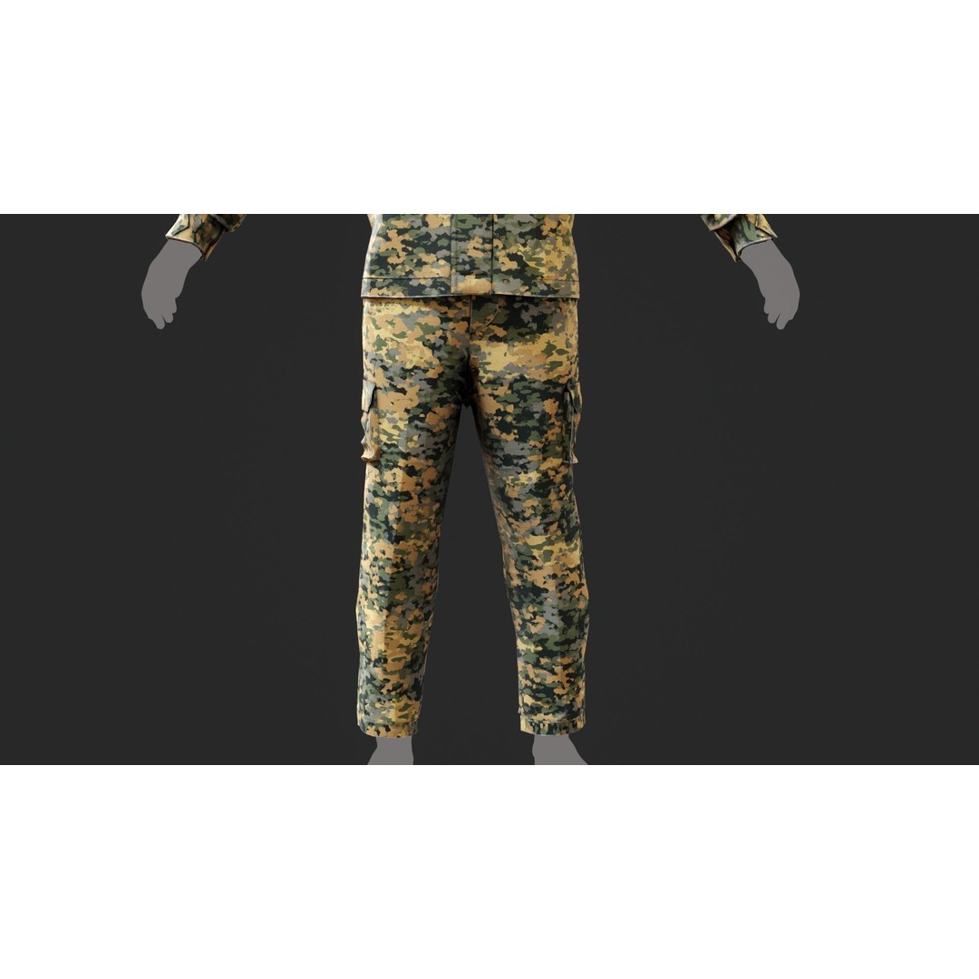 Austrian Armed Forces Shirt and Pants 3D Model – Game-Ready Low Poly Asset, FBX - View 10