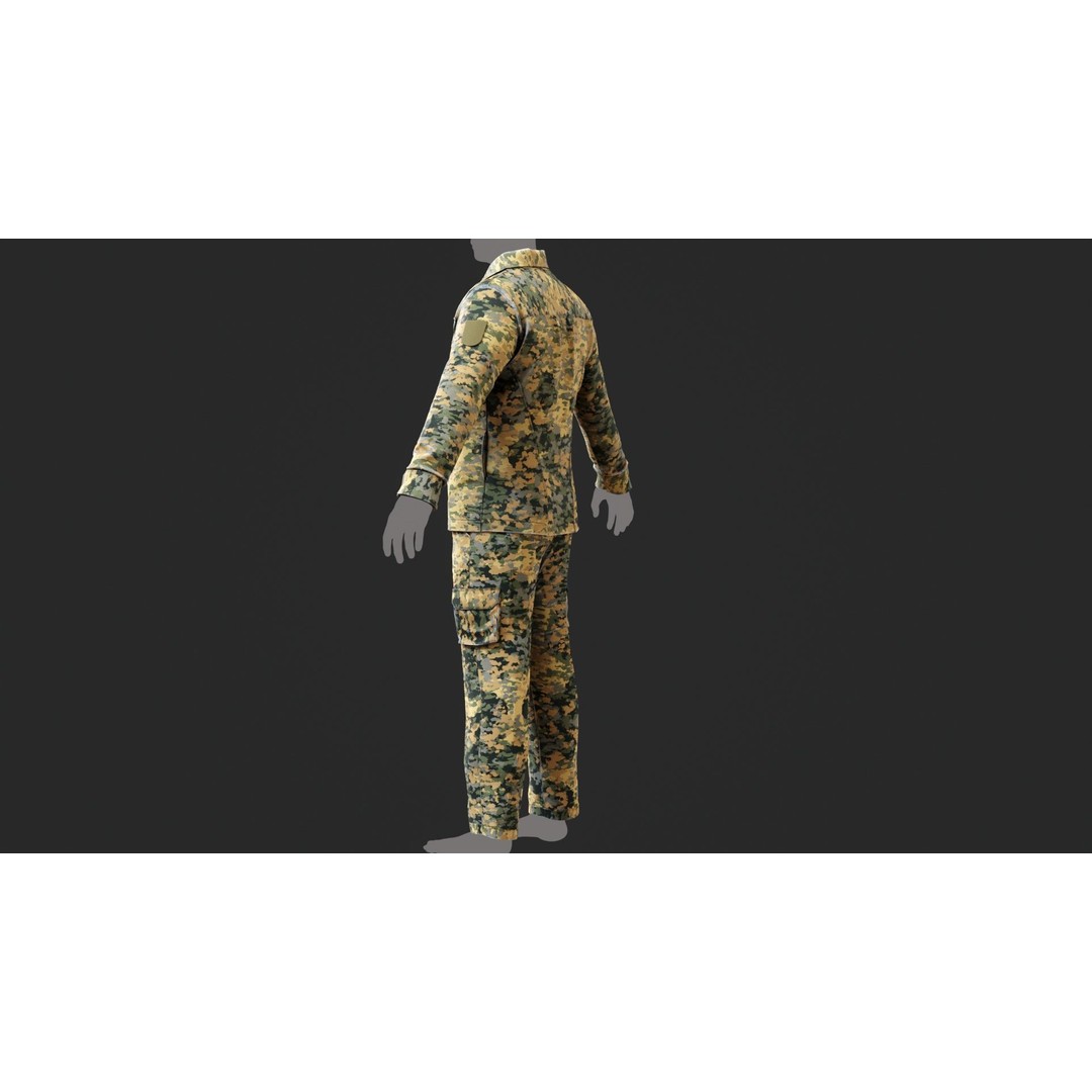 Austrian Armed Forces Shirt and Pants 3D Model – Game-Ready Low Poly Asset, FBX - View 11