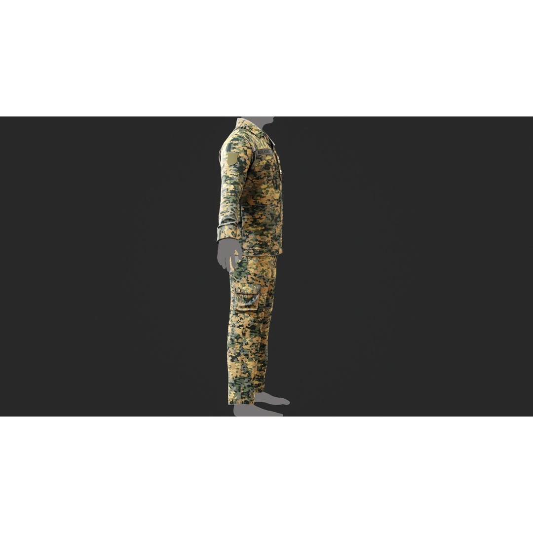 Austrian Armed Forces Shirt and Pants 3D Model – Game-Ready Low Poly Asset, FBX - View 12