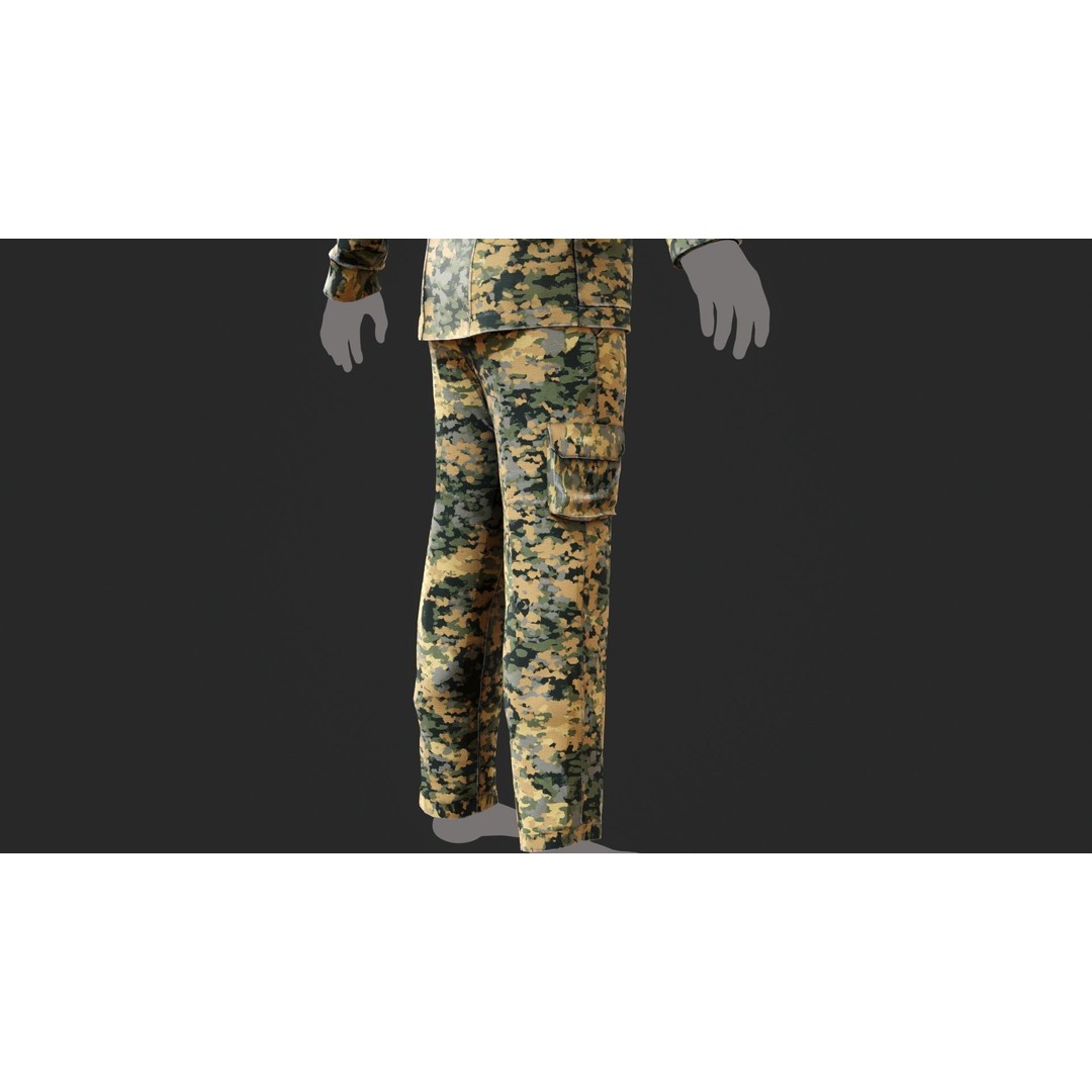 Austrian Armed Forces Shirt and Pants 3D Model – Game-Ready Low Poly Asset, FBX - View 13