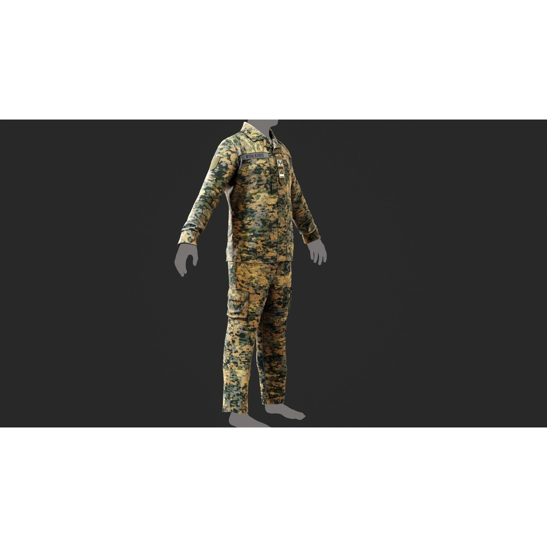 Austrian Armed Forces Shirt and Pants 3D Model – Game-Ready Low Poly Asset, FBX - View 16