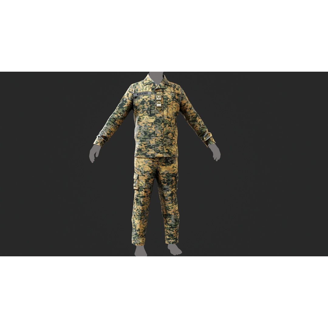 Austrian Armed Forces Shirt and Pants 3D Model – Game-Ready Low Poly Asset, FBX - View 17
