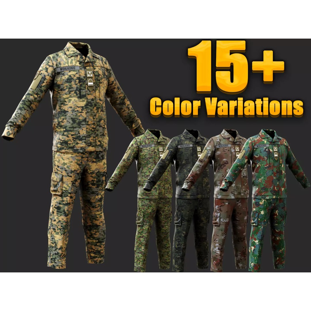 Austrian Armed Forces Shirt and Pants 3D Model – Game-Ready Low Poly Asset, FBX - View 2