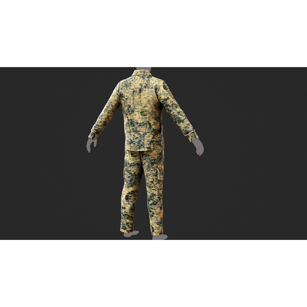 Austrian Armed Forces Shirt and Pants 3D Model – Game-Ready Low Poly Asset, FBX - View 20