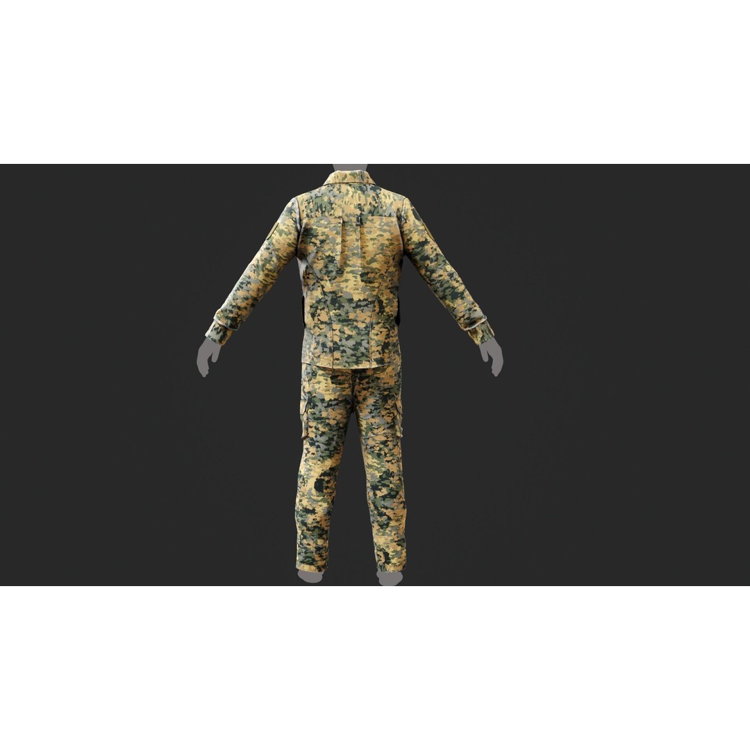 Austrian Armed Forces Shirt and Pants 3D Model – Game-Ready Low Poly Asset, FBX - View 21