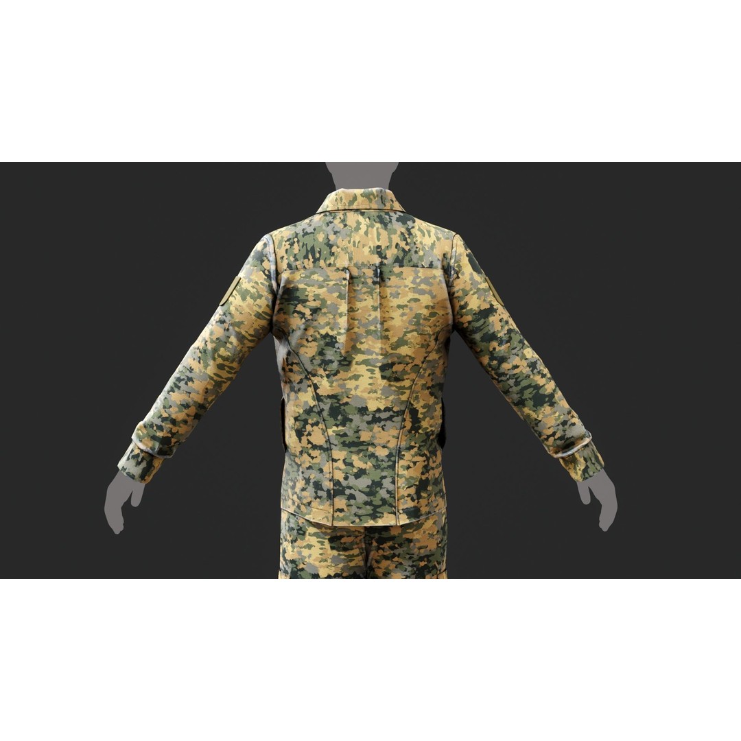 Austrian Armed Forces Shirt and Pants 3D Model – Game-Ready Low Poly Asset, FBX - View 22