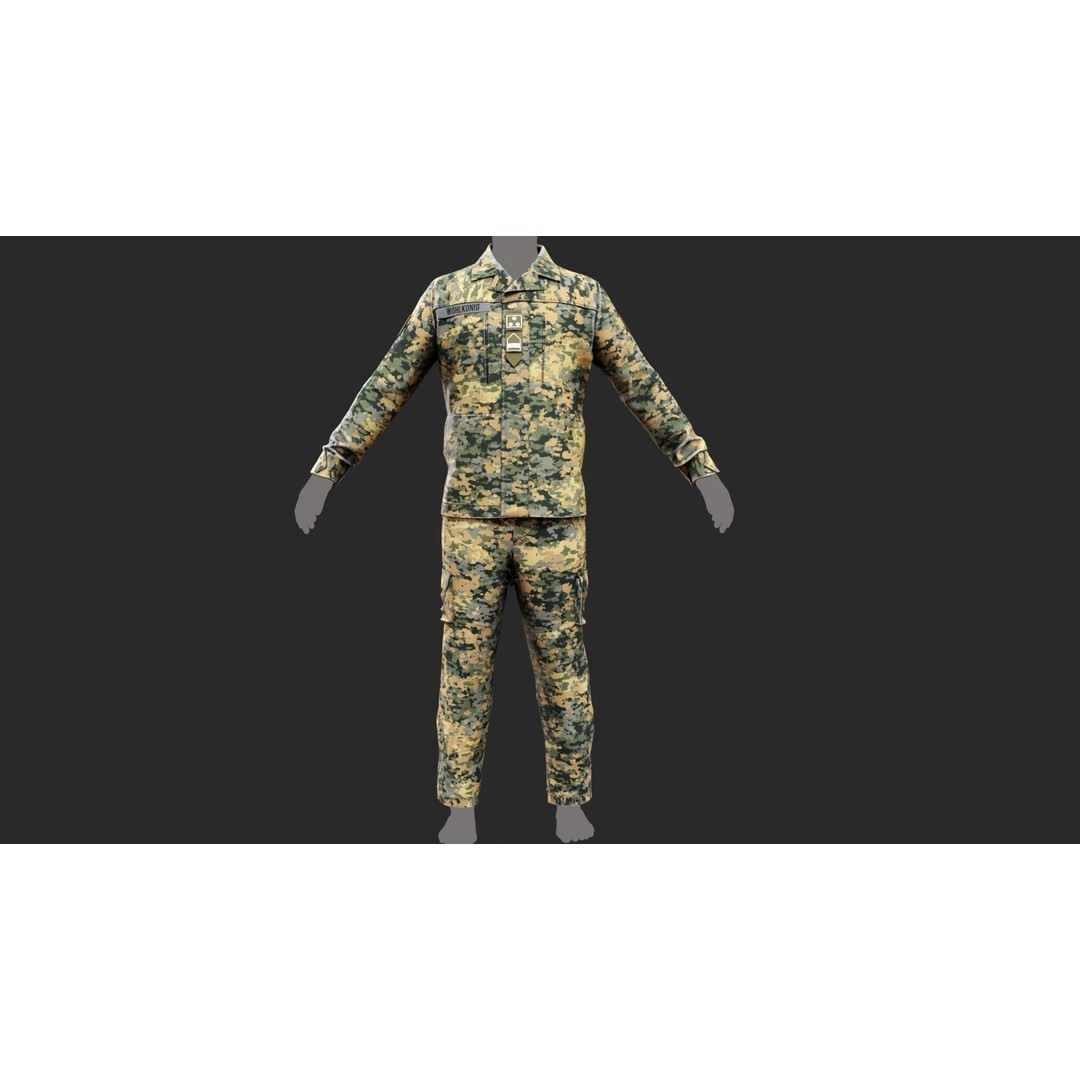 Austrian Armed Forces Shirt and Pants 3D Model – Game-Ready Low Poly Asset, FBX - View 24
