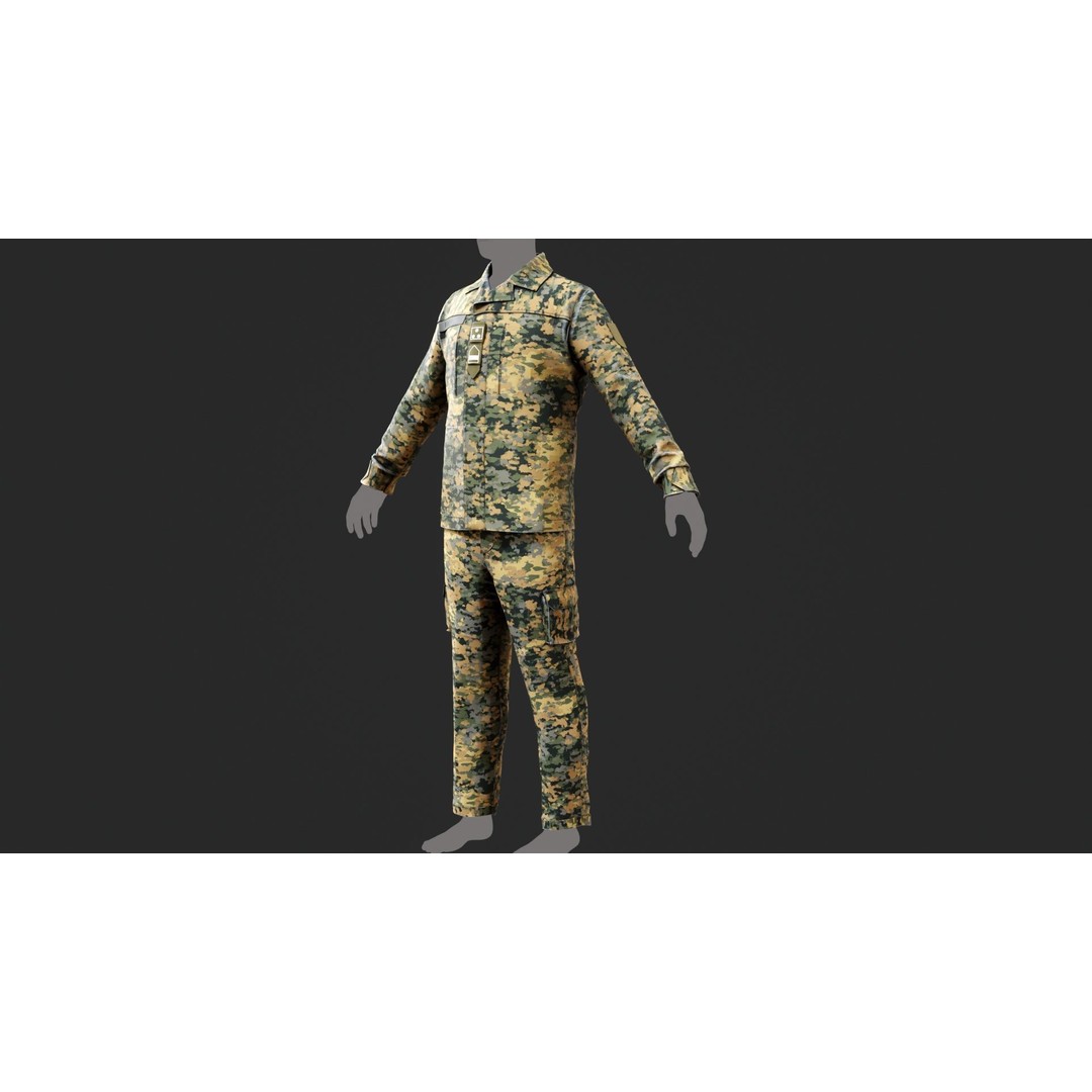 Austrian Armed Forces Shirt and Pants 3D Model – Game-Ready Low Poly Asset, FBX - View 25