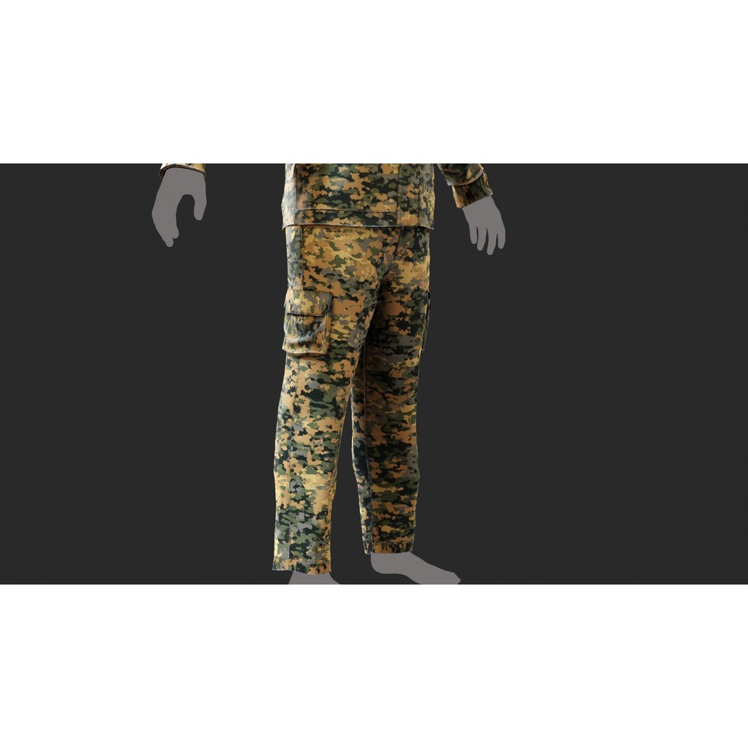 Austrian Armed Forces Shirt and Pants 3D Model – Game-Ready Low Poly Asset, FBX - View 26