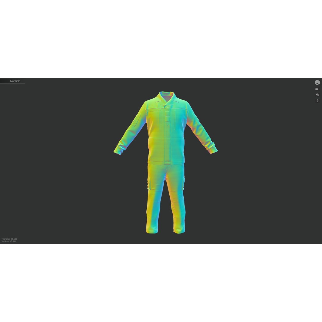 Austrian Armed Forces Shirt and Pants 3D Model – Game-Ready Low Poly Asset, FBX - View 28