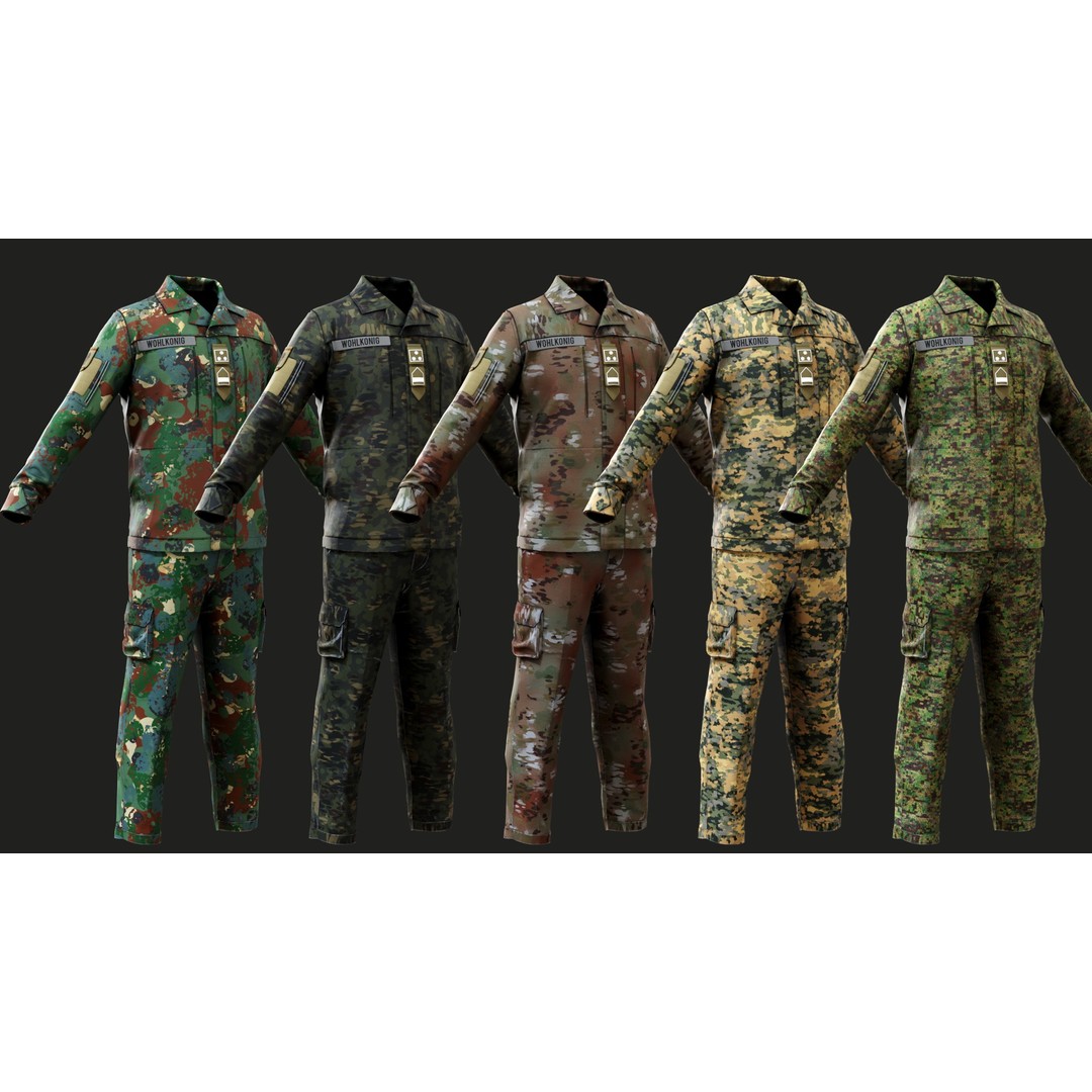 Austrian Armed Forces Shirt and Pants 3D Model – Game-Ready Low Poly Asset, FBX - View 3
