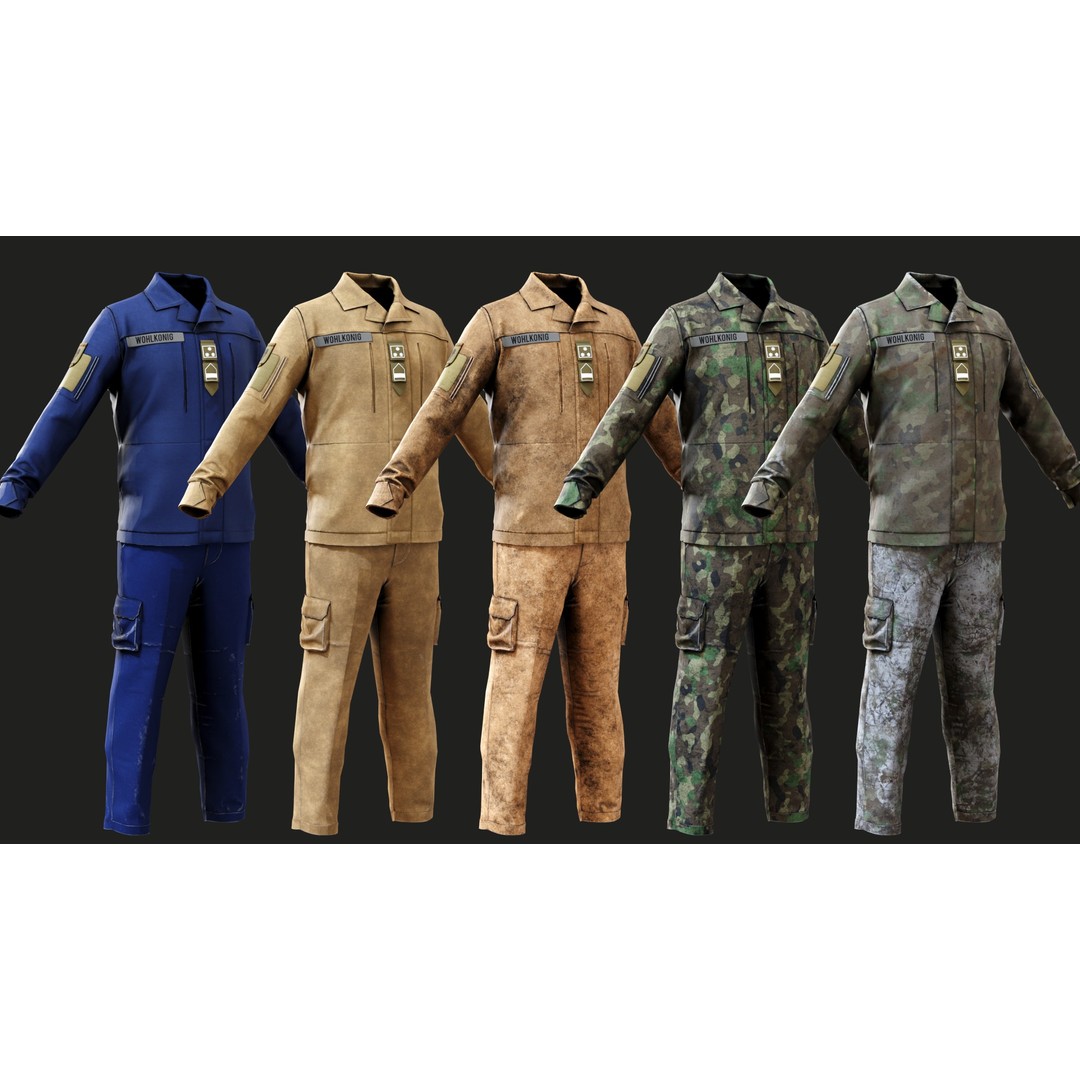 Austrian Armed Forces Shirt and Pants 3D Model – Game-Ready Low Poly Asset, FBX - View 4