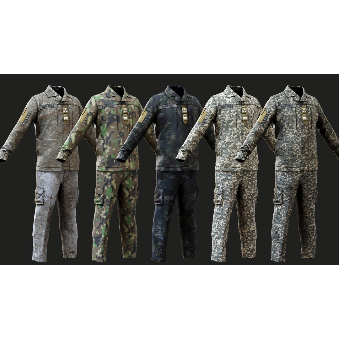 Austrian Armed Forces Shirt and Pants 3D Model – Game-Ready Low Poly Asset, FBX - View 5