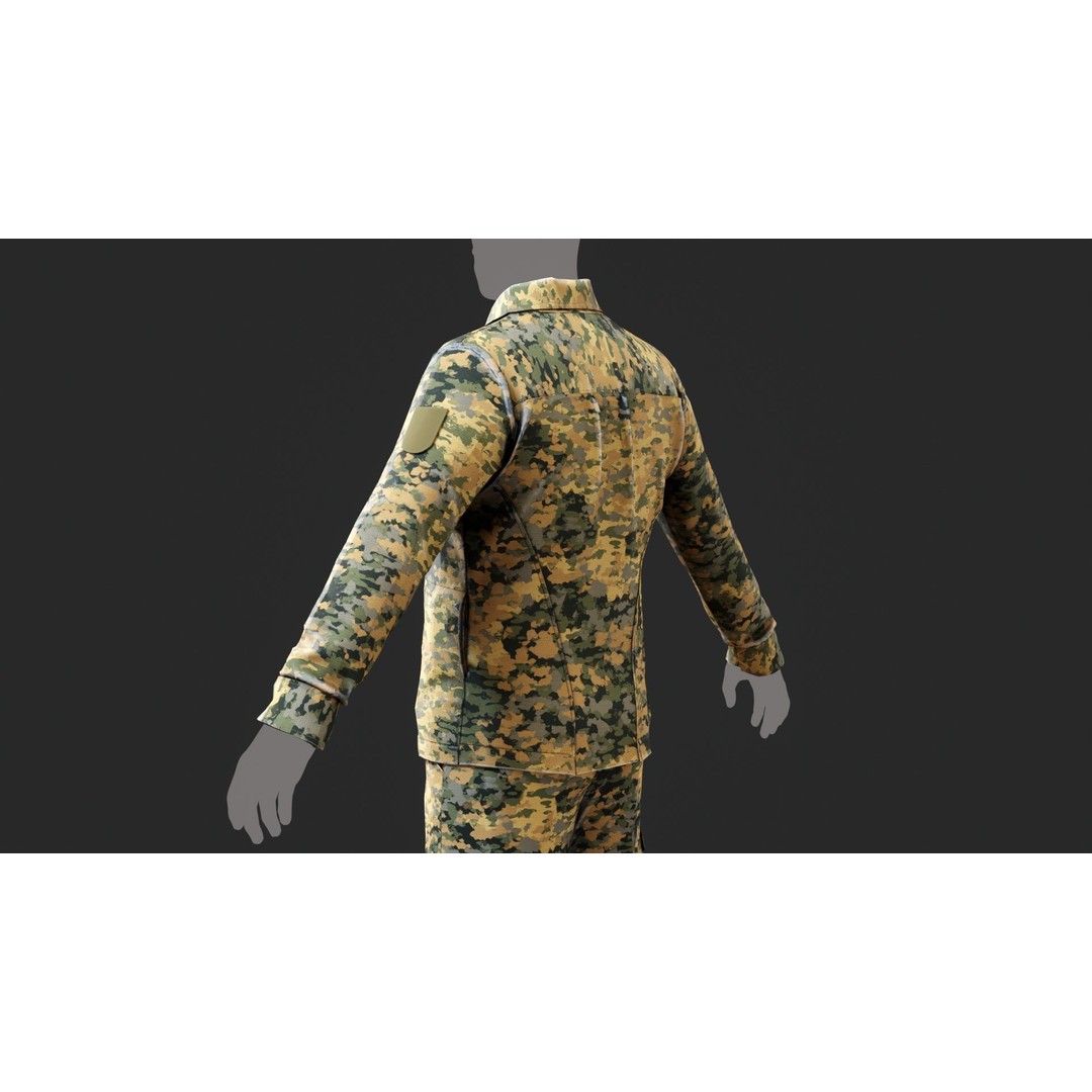 Austrian Armed Forces Shirt and Pants 3D Model – Game-Ready Low Poly Asset, FBX - View 9