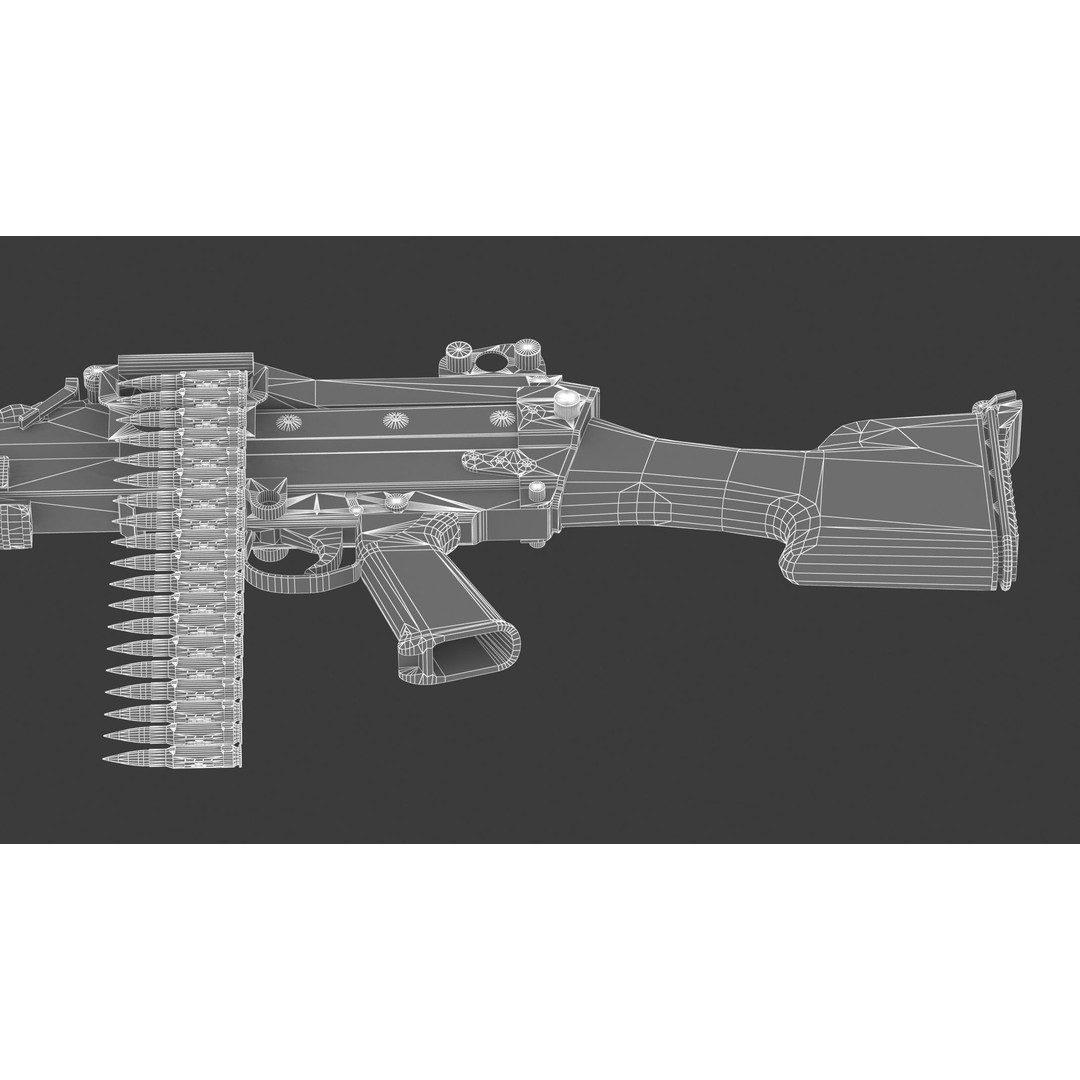 Mk 48 Machine Gun 3D Model – Low Poly Game Asset, PBR Textures