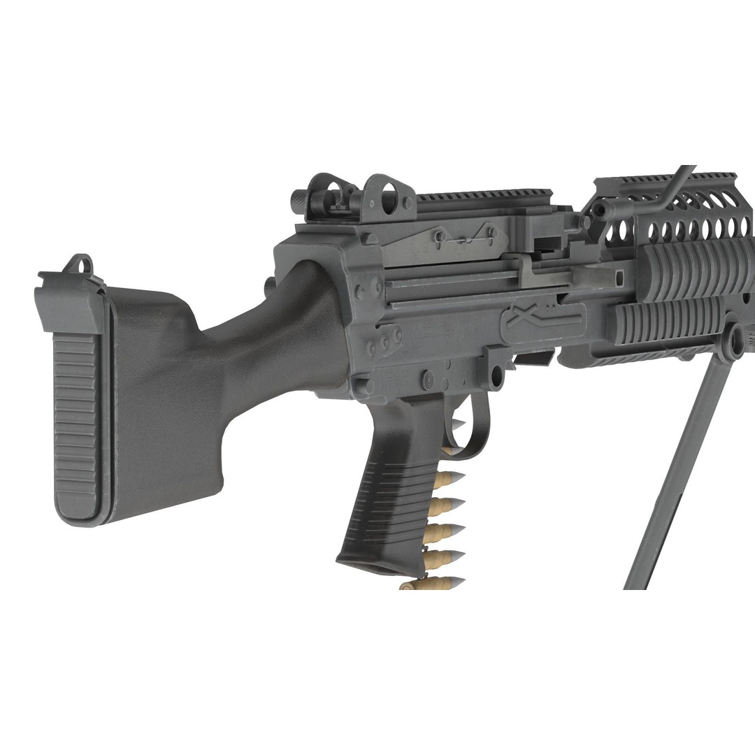 Mk 48 Machine Gun 3D Model – Low Poly Game Asset, PBR Textures - View 17