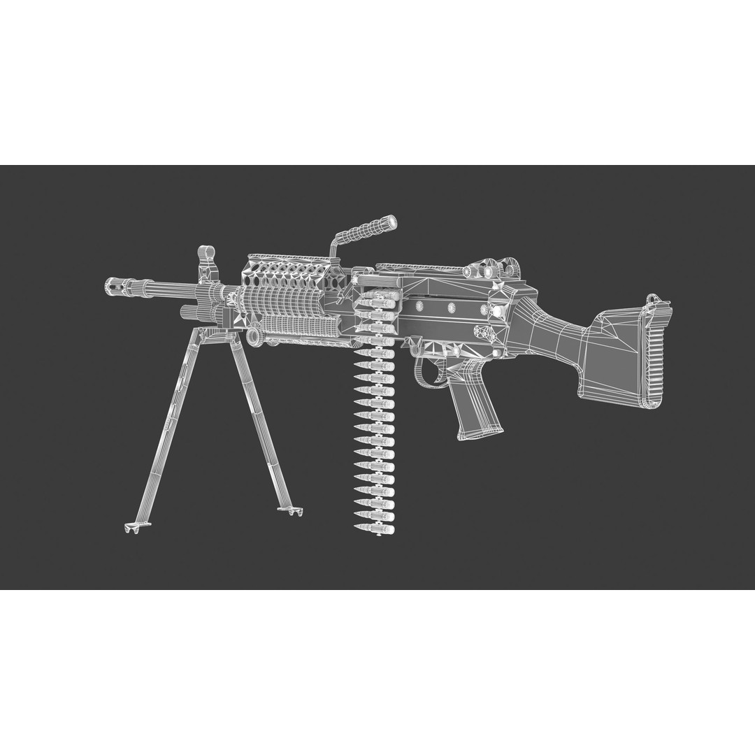 Mk 48 Machine Gun 3D Model – Low Poly Game Asset, PBR Textures - View 25