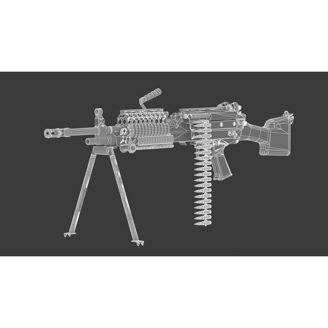 Mk 48 Machine Gun 3D Model – Low Poly Game Asset, PBR Textures - View 27