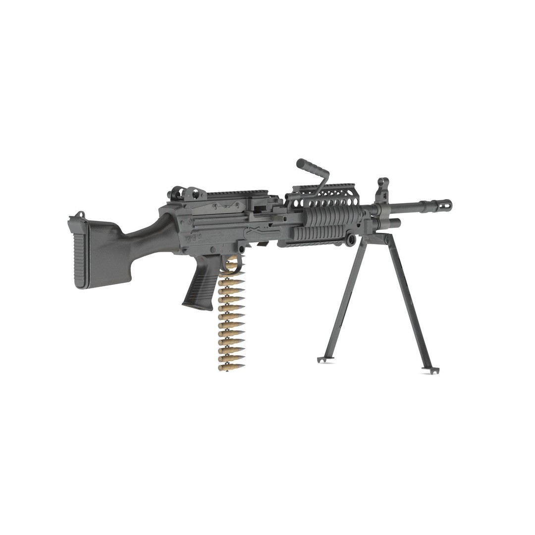 Mk 48 Machine Gun 3D Model – Low Poly Game Asset, PBR Textures - View 3