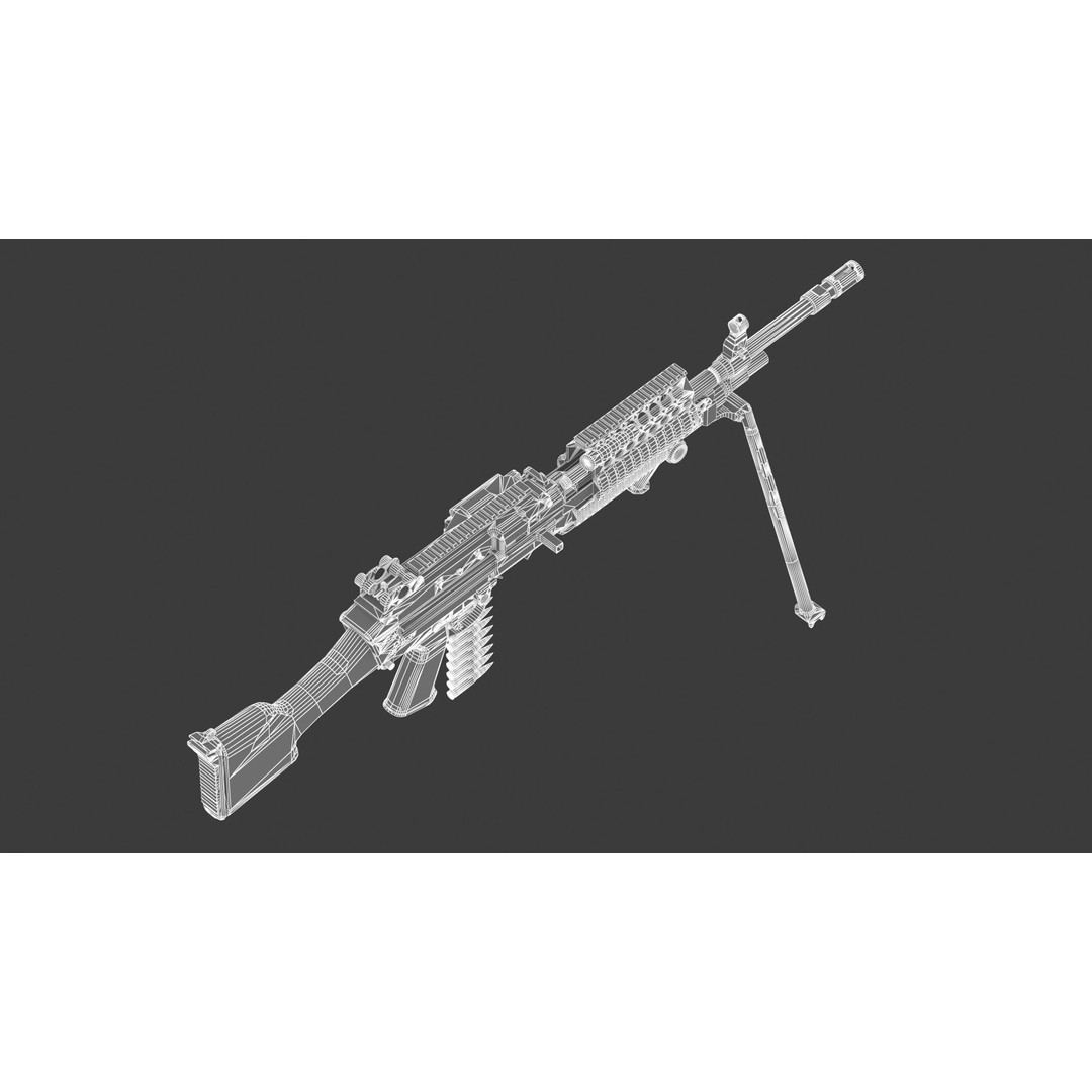 Mk 48 Machine Gun 3D Model – Low Poly Game Asset, PBR Textures - View 30