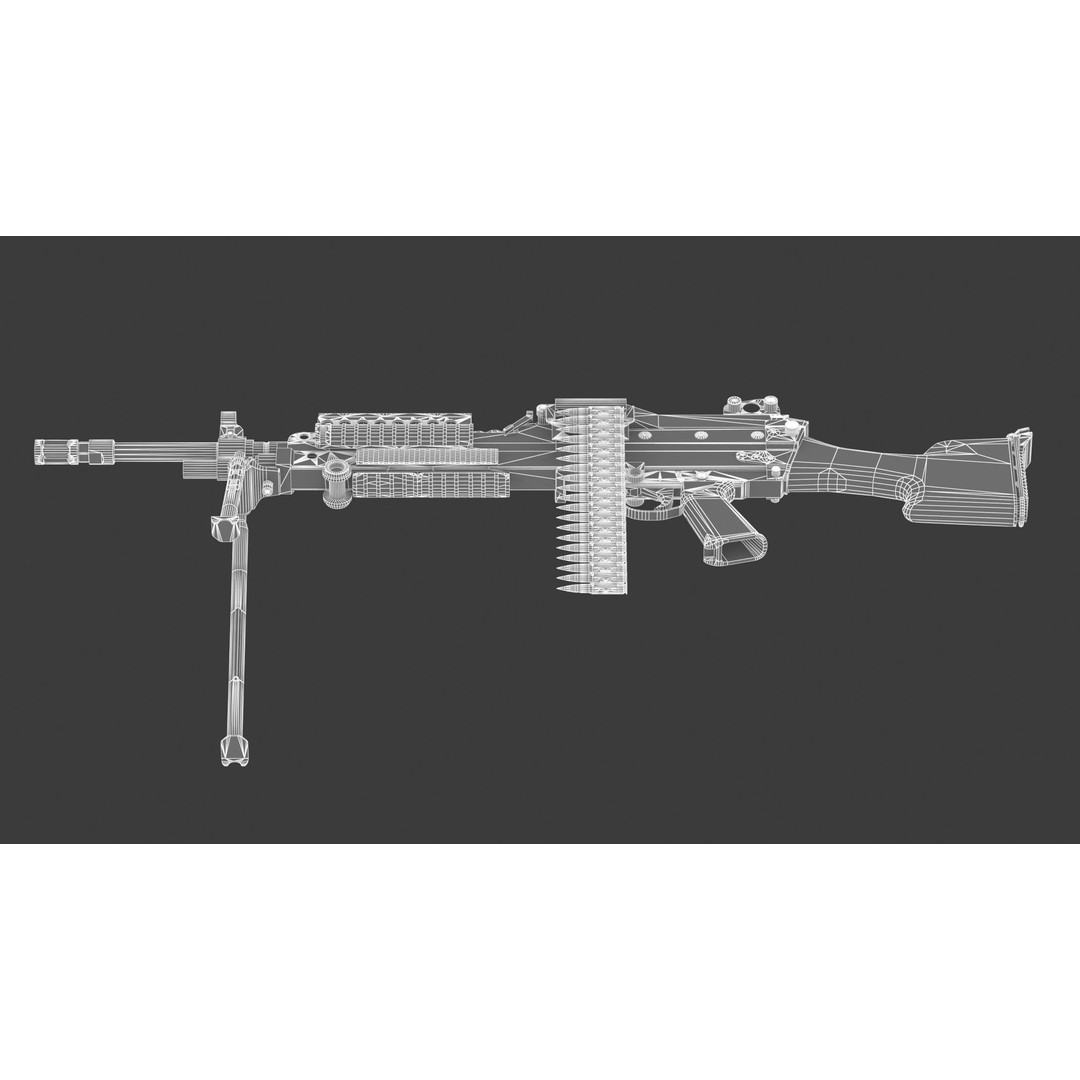 Mk 48 Machine Gun 3D Model – Low Poly Game Asset, PBR Textures - View 31
