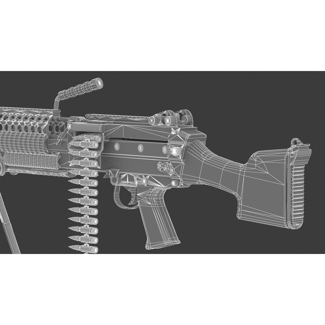 Mk 48 Machine Gun 3D Model – Low Poly Game Asset, PBR Textures - View 33