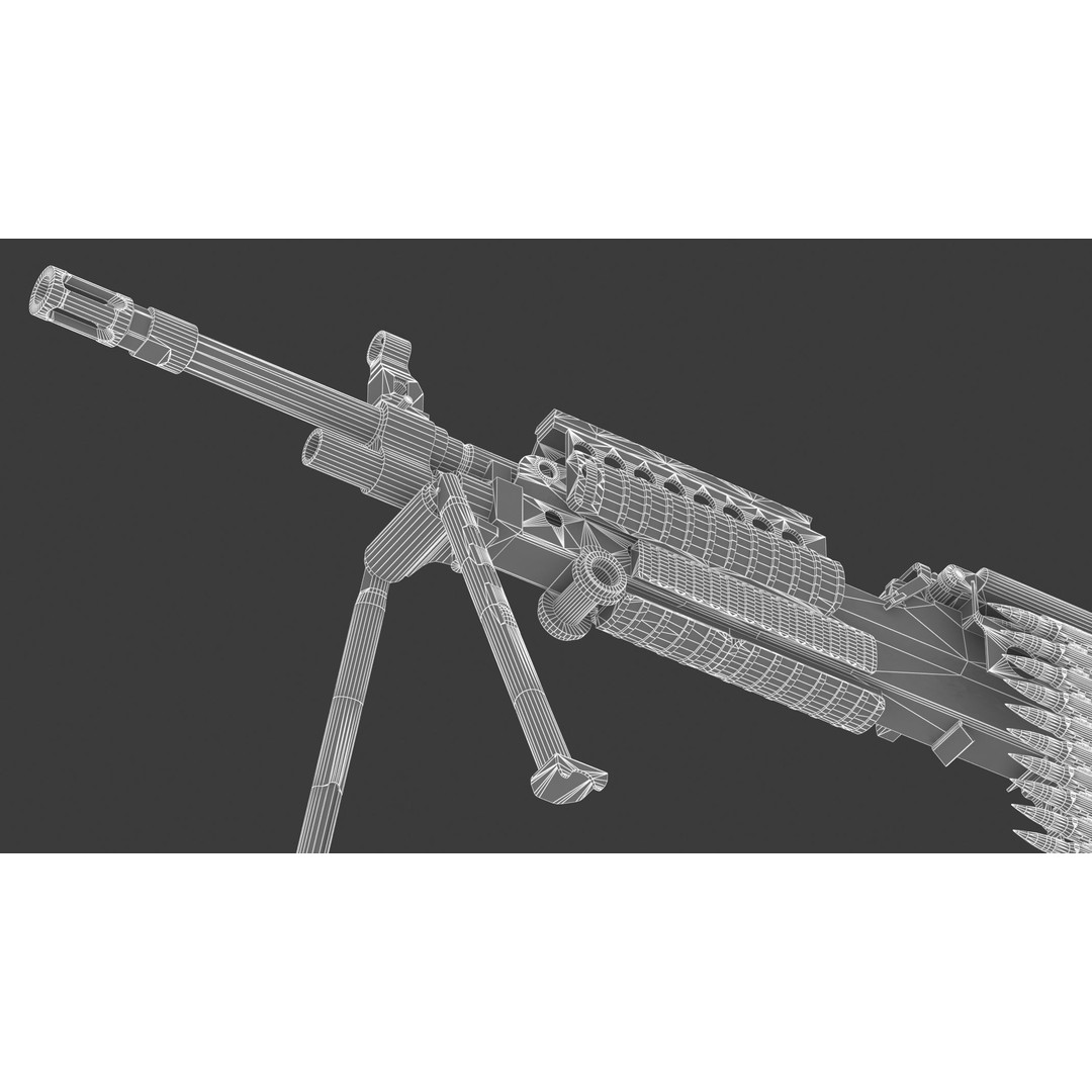 Mk 48 Machine Gun 3D Model – Low Poly Game Asset, PBR Textures - View 35
